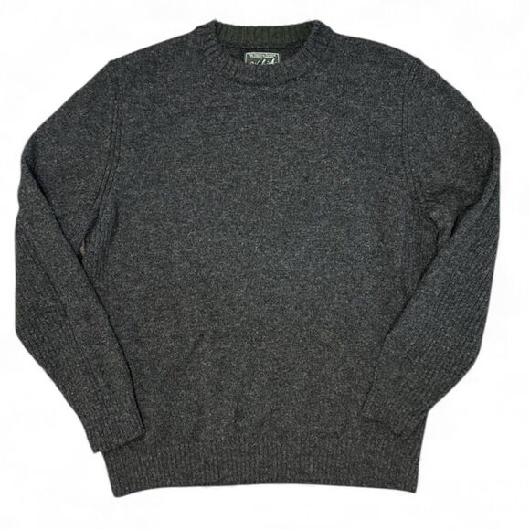 Woolrich 100% Wool Crewneck Sweater Mens XL Charcoal Gray Knit Pullover Warm - Picture 1 of 10